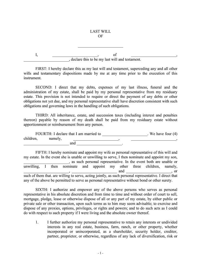 Fill out & E-Sign how to write your own last will and testament with