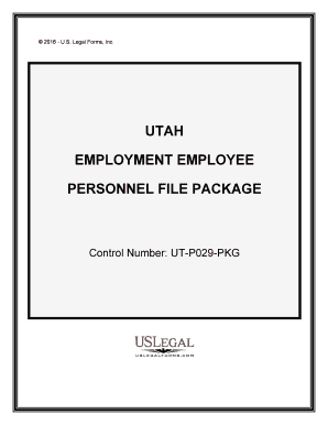 Utah Employment Employee Personnel File Package  Form