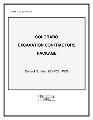 Colorado Excavation Contractor Package  Form