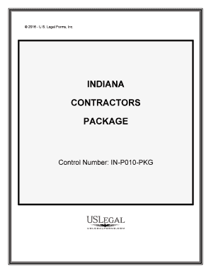 Indiana Contractors Forms Package