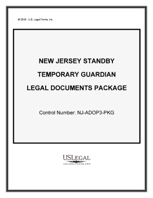 New Jersey New Jersey Standby Temporary Guardian Legal Documents Package  Form