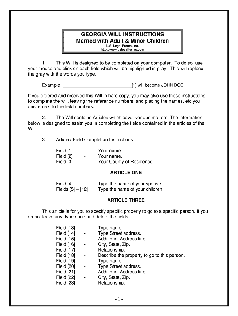 Fill and Sign the Married with Adult Amp Minor Children Form