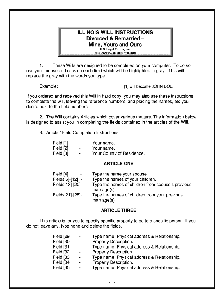 Fill and Sign the Illinois Will Formcreate Your Own Willus Legal Forms