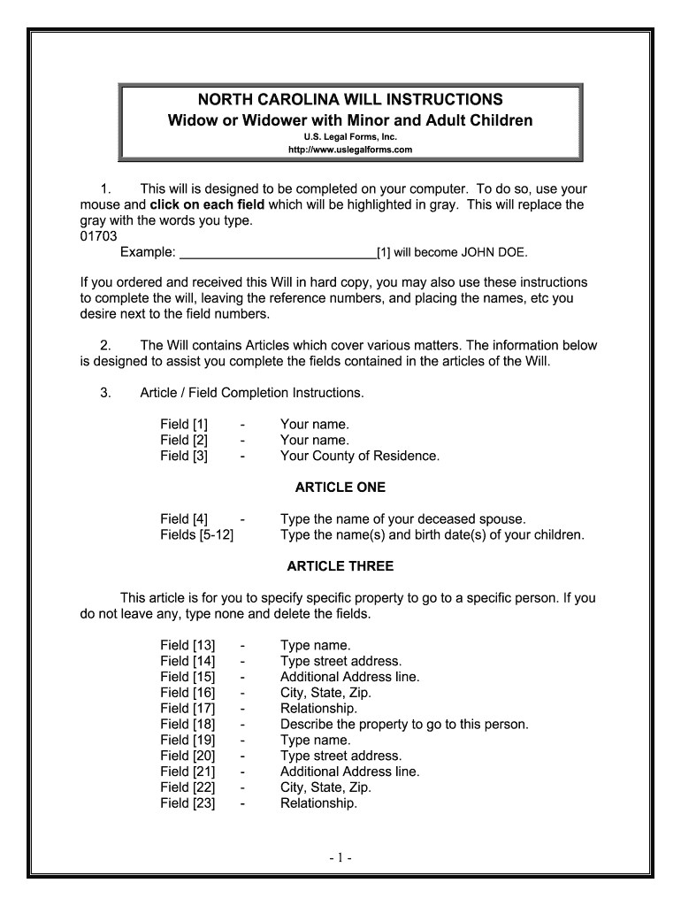 Fill and Sign the Widow or Widower with Minor and Adult Children Form