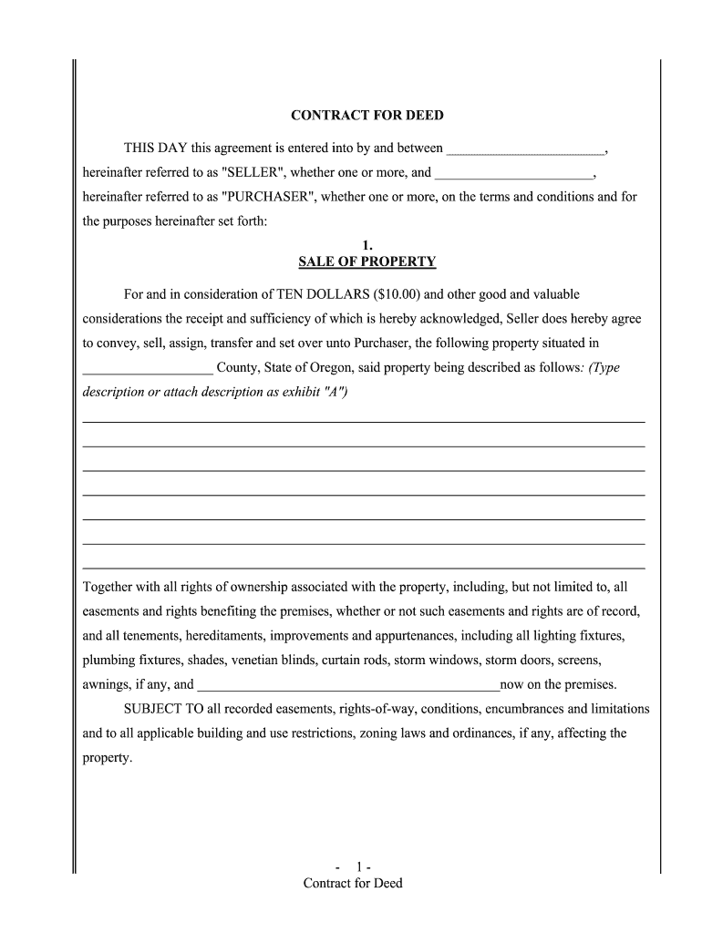 Fill and Sign the County State of Oregon Said Property Being Described as Follows Type Form