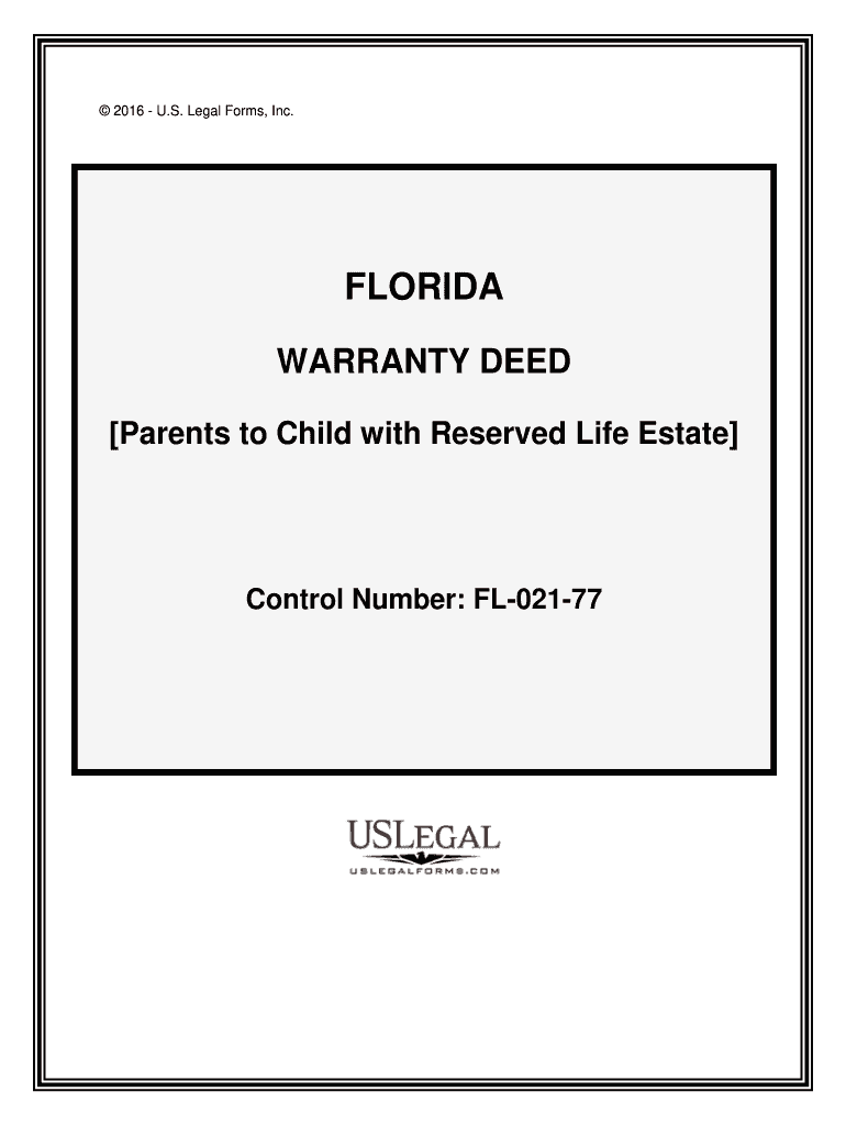 Fill and Sign the Parents to Child with Reserved Life Estate Form