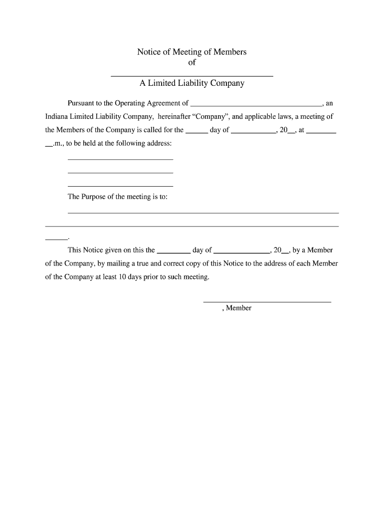 Fill and Sign the Operating Agreement Xyz Llc Regular an Indiana Limited Form