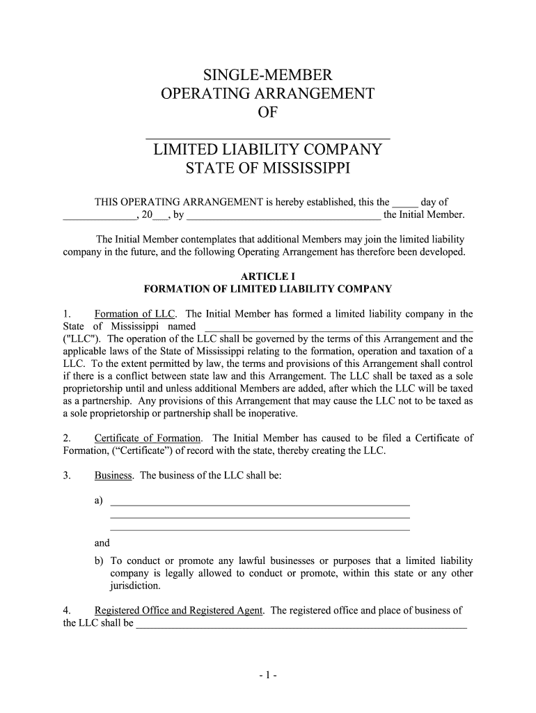 Fill and Sign the How to Form an Llc in Mississippinolo