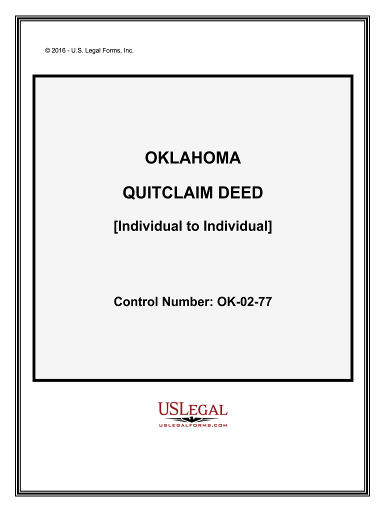 Oklahoma Quit Claim Deed PDF Form  Fill Out and Sign Printable PDF