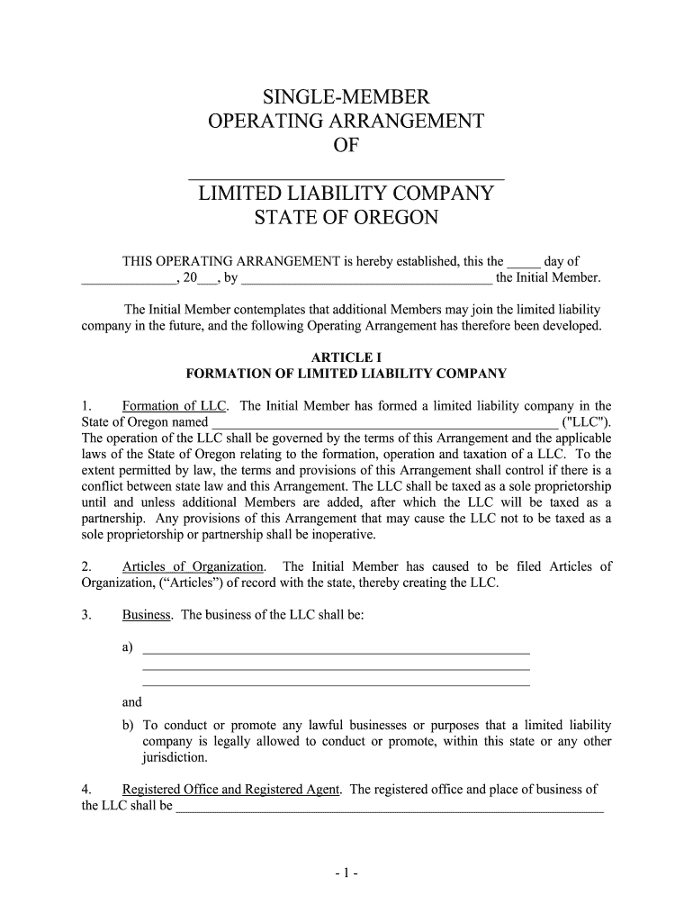 Oregon Limited Liability Companies  Oregon Secretary of State  Form