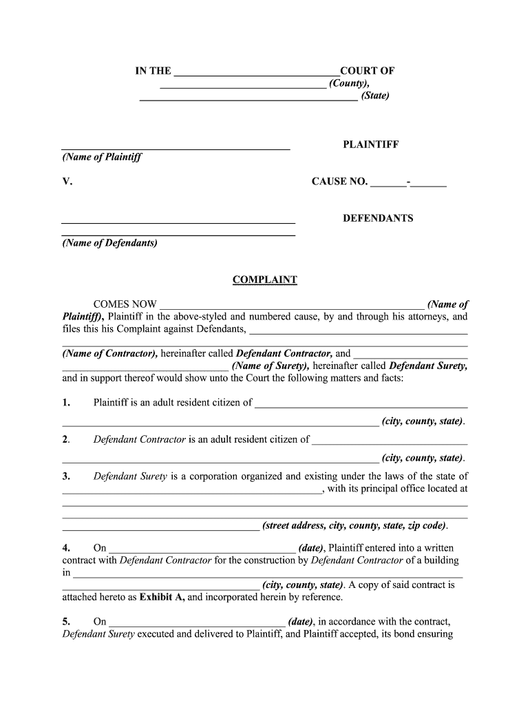 Legal Form  Complaint for Conspiracy  Kinsey Law Offices