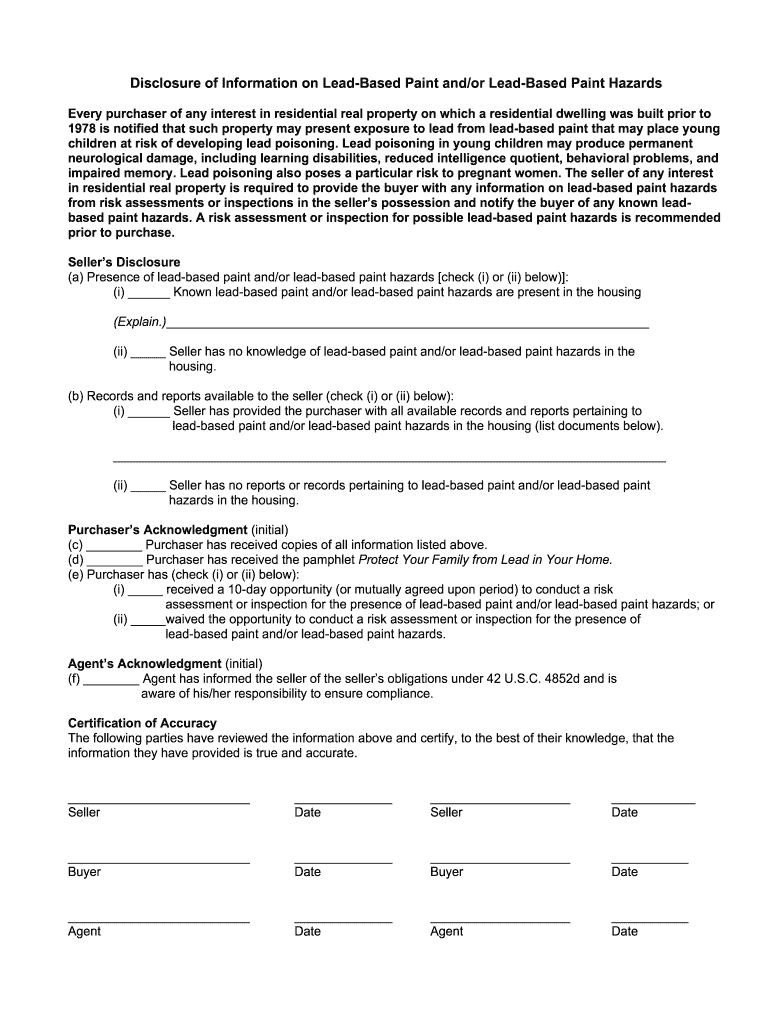 Fill and Sign the 42 Us Code4852d Disclosure of Information Concerning Lead 