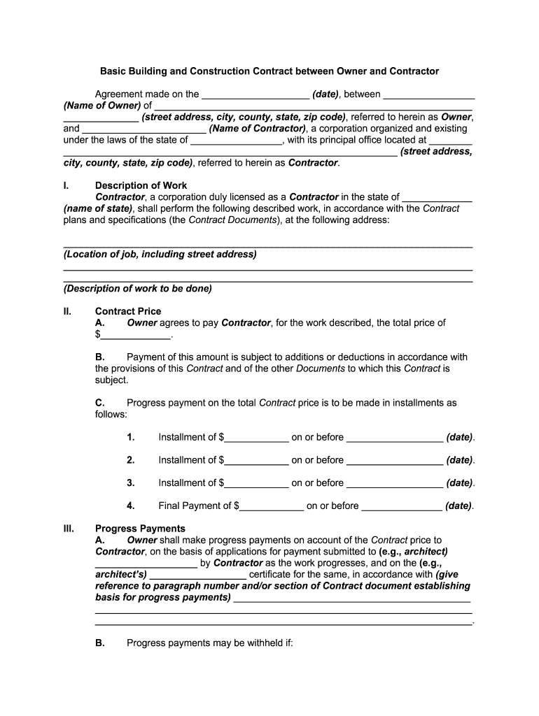 Legal Form  Complaint Against Builder  Building Contractor