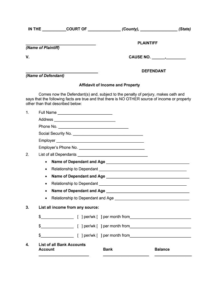 Fill and Sign the Comes Now the Defendants and Subject to the Penalty of Perjury Makes Oath and Form