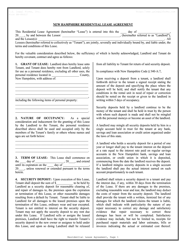 Fill and Sign the Form Nh 864lt