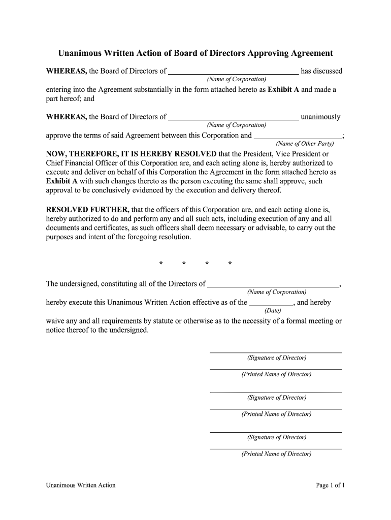 Get and Sign CONSENT of DIRECTORS  SEC Gov  Form