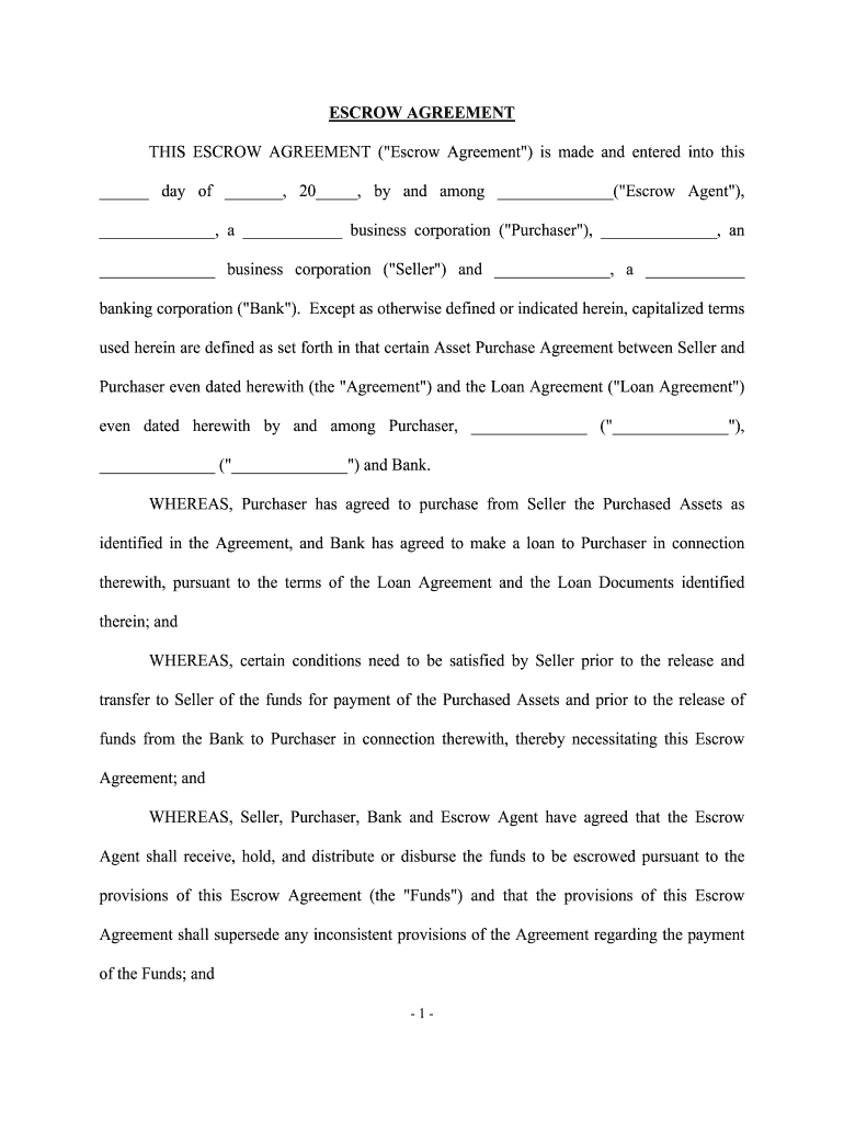 Fill and Sign the Revised Escrow Agreement Georgia Attorney General Form