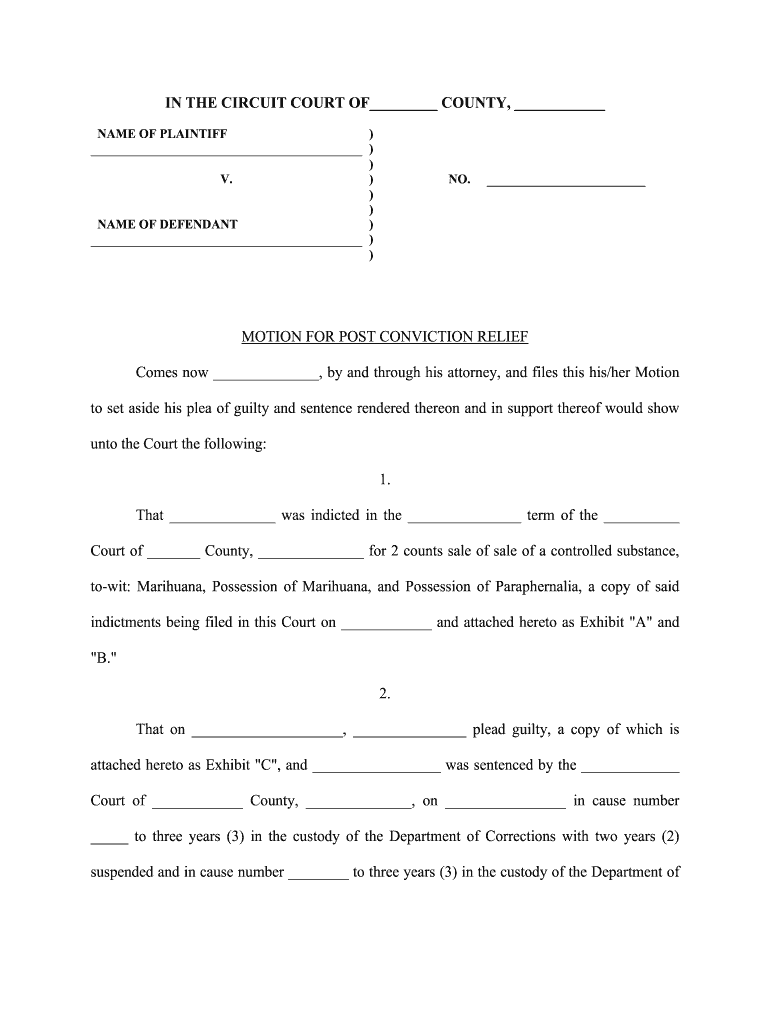 Post Conviction Relief Practice  in Gov  Form