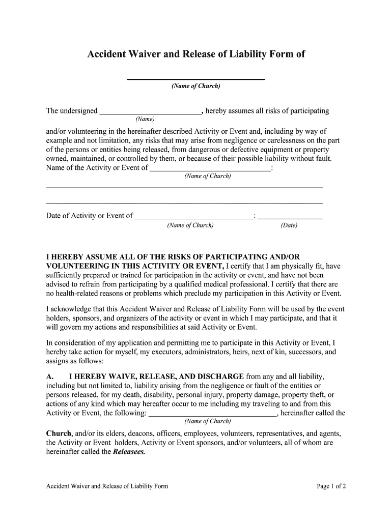 WAIVER and RELEASE of LIABILITY FORM  Smartwaiver