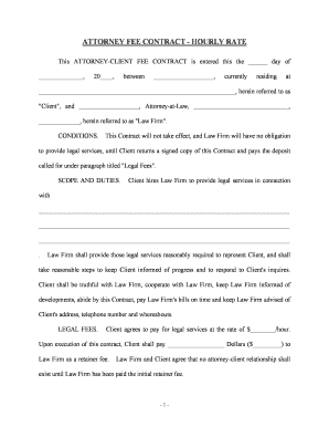 Hourly Fee Agreement  Form