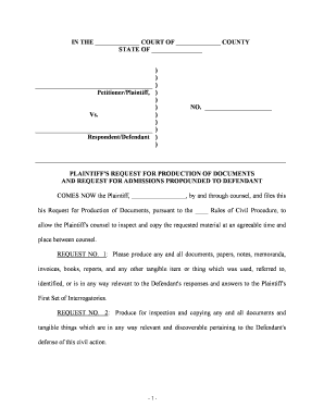 Request for Production of Documents California  Form