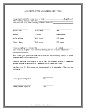 Athletic Participation Permission Form