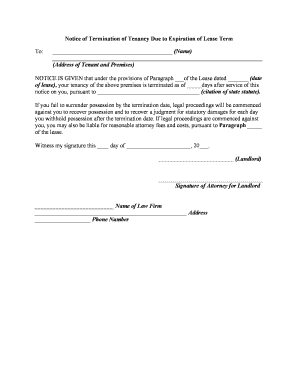 Tenancy Term  Form