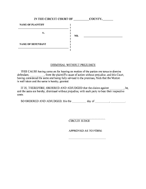 Dismissal Prejudice  Form