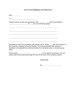 Dismissal Employee  Form