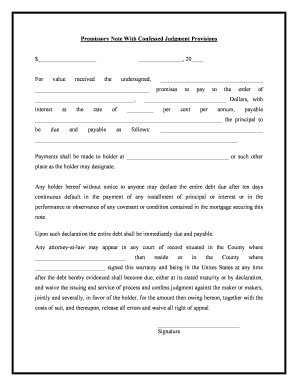 Confessed Judgment  Form