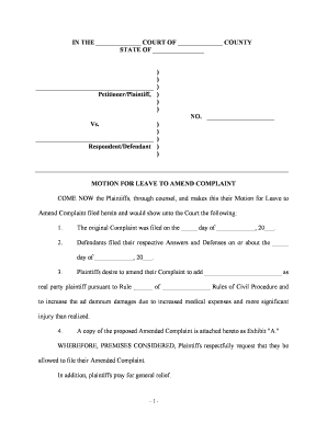 Motion Leave Amend  Form