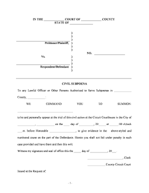 Civil Subpoena Form