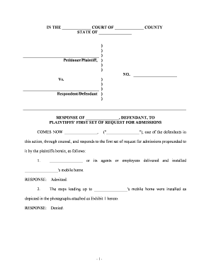 Fill and Sign the Sample Response to Request for Admissions California Form