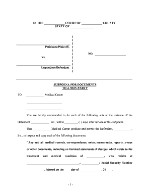 Subpoena Form Document