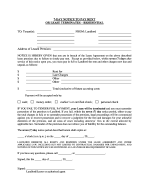 Alabama 7 Day Notice  Form