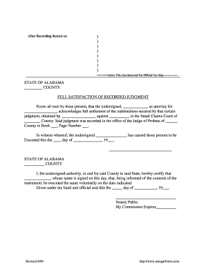 Satisfaction Judgment Form