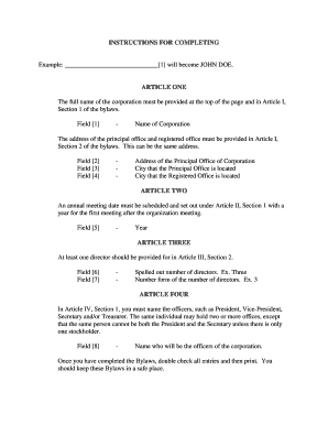 Section 1 of the Bylaws  Form