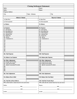 Arkansas Closing  Form