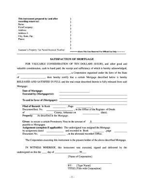 Arkansas Satisfaction, Release or Cancellation of Mortgage by Corporation  Form