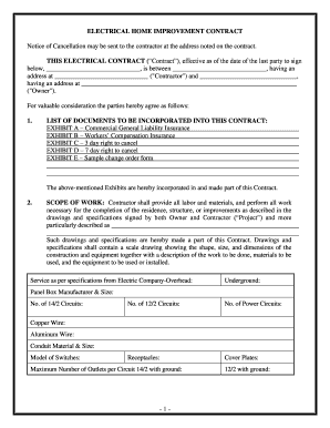 ELECTRICAL HOME IMPROVEMENT CONTRACT  Form