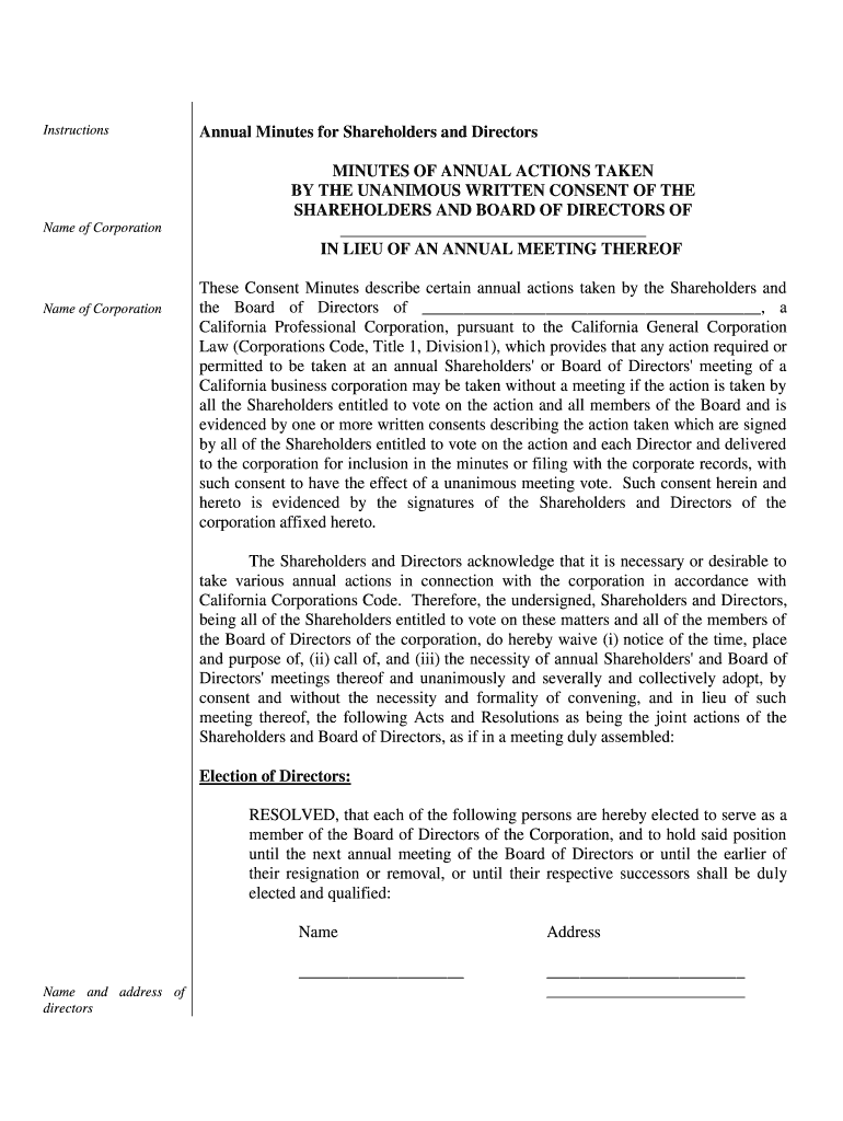 How to Hold and Document a California Corporation's Shareholder  Form