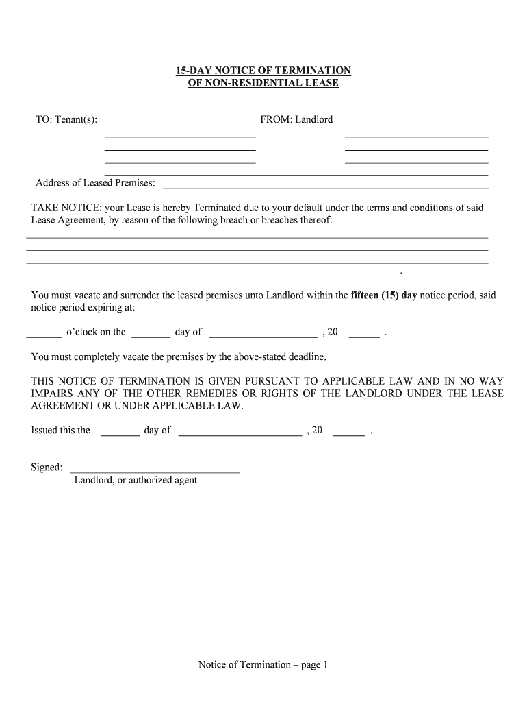 15 Day Notice  Form