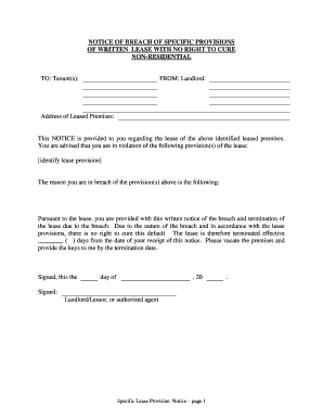 Iowa Notice of Breach of Written Lease for Violating Specific Provisions of Lease with No Right to Cure for Nonresidential Prope  Form