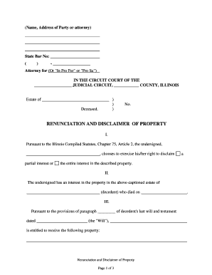 Disclaimer Property Sample  Form