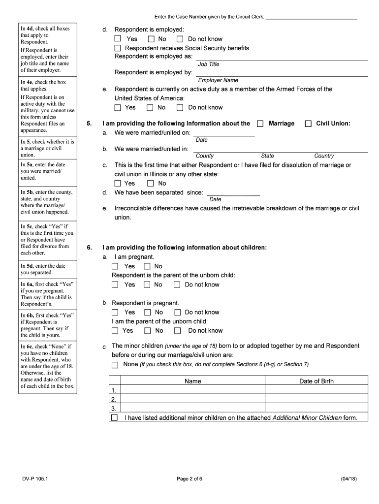 Illinois Petition for Dissolution of Marriage with or Without Children  Form