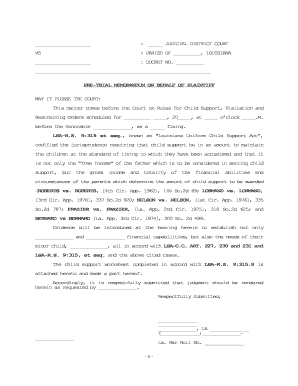 Louisiana Pretrial Memorandum  Form