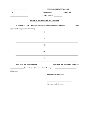 Motion Dismiss Form Sample