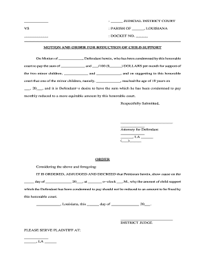 Louisiana Child Support  Form