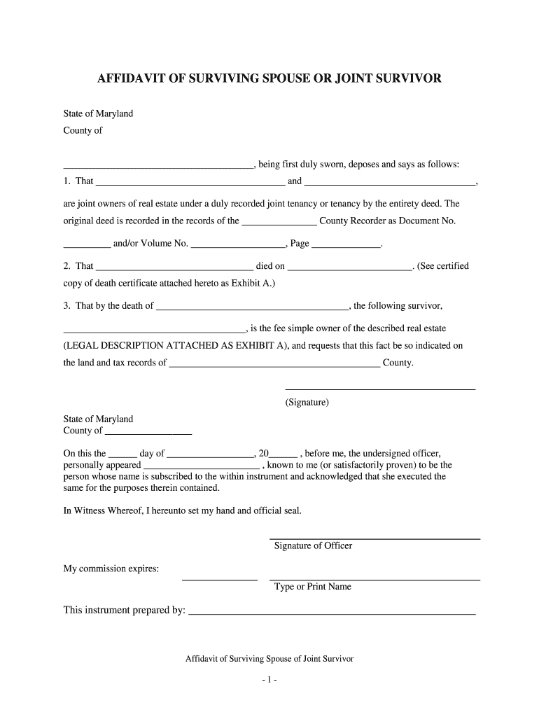 Affidavit Survivor  Form