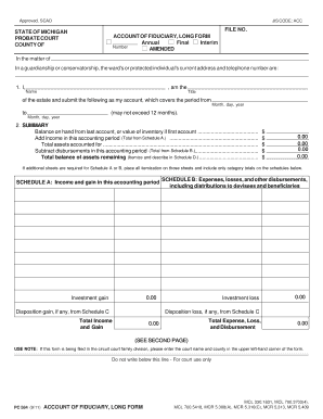 Michigan Account of Fiduciary Long Form